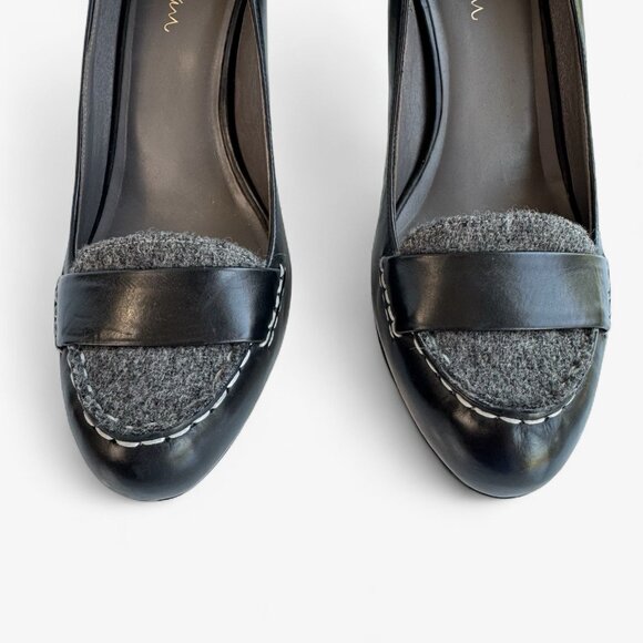 Cole Haan Womens Heels Violet Air Moc Pump 90 Size 8 B Black Leather Gray Wool - Picture 3 of 9